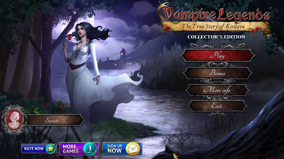 Title screen for Vampire Legends: The True Story of Kisilova
